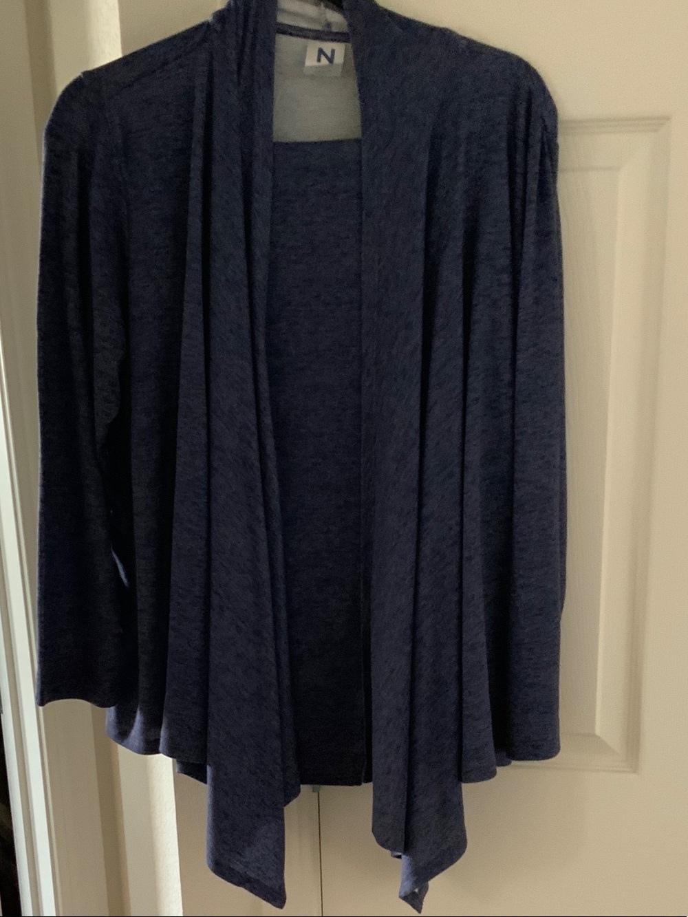 Natori Purple Open-Front Draped Cardigan with pants